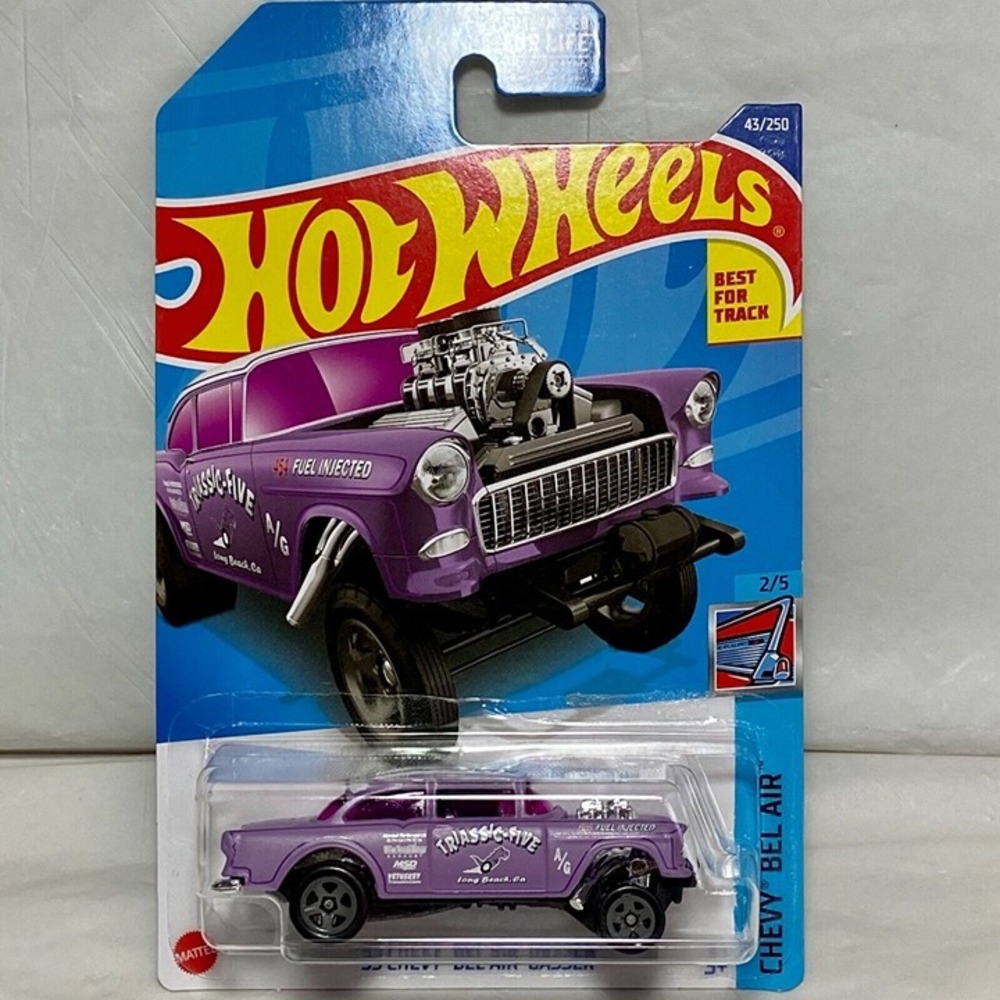 Hot Wheels '55 Chevy Bel Air Gasser 43/250 Chevy Bel Air 2/5 Purple 1/64 Car NIP